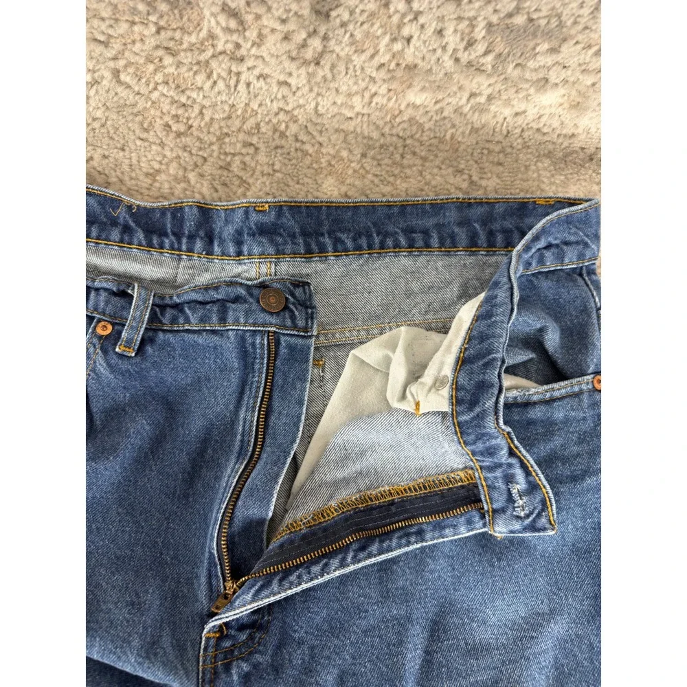 Levi's Size 38x30 505 Straight Leg Regular Fit Denim Jeans Blue Full Length Mens